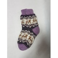 Шерстяные носки с оленями фиолетовые